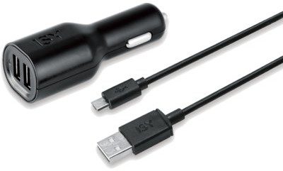 ISY Ładowarka samochodowa ICC-5200 USB microUSB 2,4A Czarny ICC-5200