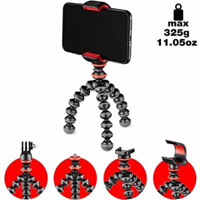 Joby JB01571-BWW GorillaPod zestaw startowy, elastyczny mini statyw z uniwersalnym zaciskiem do smartfona, GoPro i mocowaniem latarki do 325 g ładowności JB01571-BWW