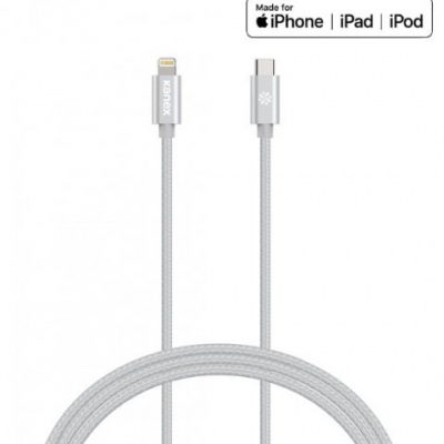 Kanex DuraBraid - Kabel połączeniowy USB-C (Power Delivery) na Lightning MFi 1,2 m (Silver)