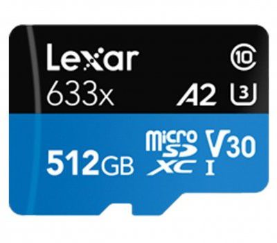 Lexar 512GB microSDXC High-Performance 633x UHS-I A2 V30 (LSDMI512BB633A)