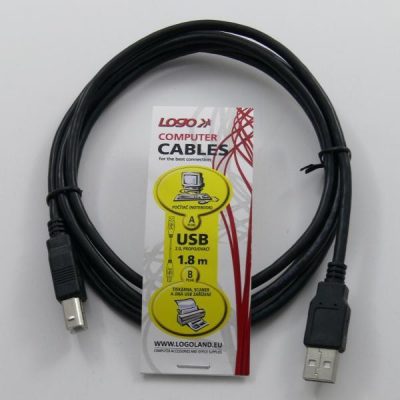Logo Kabel USB 2.0 USB A M USB B M 1.8m czarny Logo KU018AB2WL