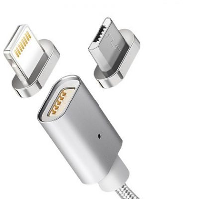 Maclean Kabel lightning USB magnetyczny silver MCE161- Quick & Fast Charge MCE161