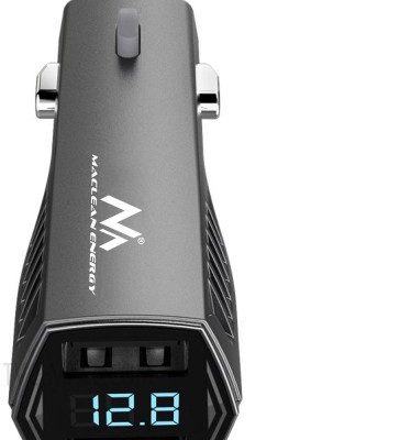 Maclean Ładowarka MCE126 Ładowarka samochodowa 4,8A 2xUSB z wyświetlaczem voltomierz MCE126