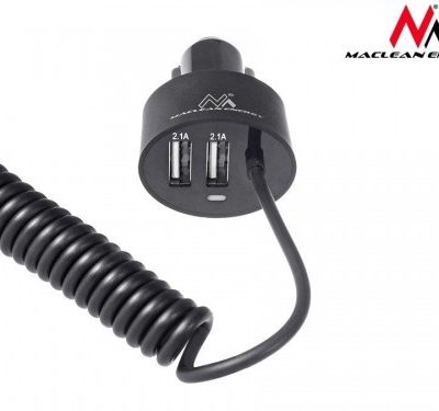 Maclean Ładowarka samochodowa 2xUSB, lightning spiralny 1.8m MCE76 5.2A 1_437475