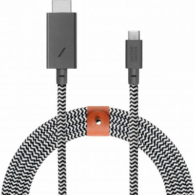 Native Union Belt Cable Kabel USB-C ze Złączem HDMI ze Skórzanym Zapięciem 3m (Zebra) BELT-C-HDMI-ZEB-3