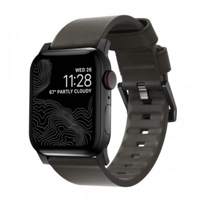 NOMAD Strap Modern Active Waterproof Leather Mocha 42mm / 44mm Connector Black