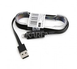 Omega USB UNIVERSAL CABLE 2 IN 1 MICRO USB & LIGHTNING BLACK
