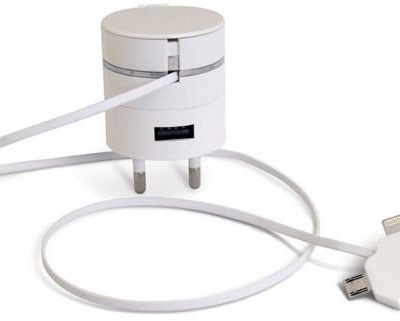 Orno 01. Polska Ładowarka USB 3 w 1 ze zwijanym automatycznie przewodem OR-AE-1389