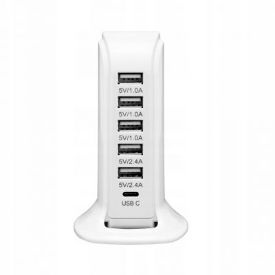 Orno Biała Stacja Ładująca Uniwersalna 6xUSB 230V