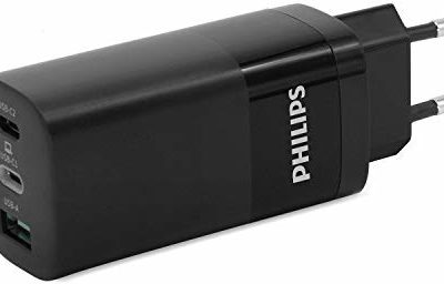 Philips DLP2681/12 - Ładowarka sieciowa o mocy wyjściowej 65 W - Podwójne wyjście USB-A i USB-C-C - czarna DLP2681/12