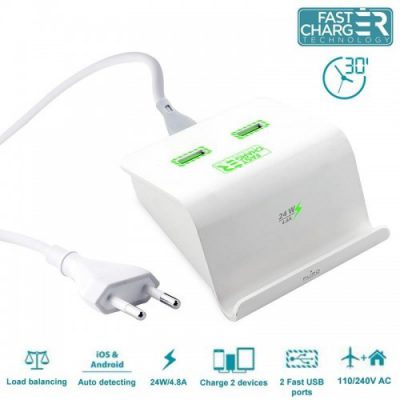 PURO Fast Dual-USB Charging Station Biały (FCCS2USB48WHI)