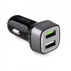Puro Mini Car Fast Charger square 2x USB 2.4 A czarny (FCMCH2USB24SCBLK)