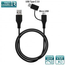 PURO Type-C Cable 2in1 MICRO USB&USB-C 2A 480 MBPS 1 m czarny) (10_9687)