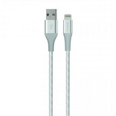 PURO USB-Lightning MFI 1,2M Fabric K2 srebrny