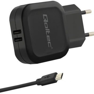 Qoltec Ładowarka sieciowa 17W | 5V | 3.4A | 2xUSB + kabel Micro USB AZQOLUL00050187