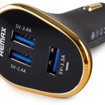 Remax Car Charger ładowarka samochodowa 3 USB - 6.3A CZARNY TWORZYWO SZTUCZNE 6587