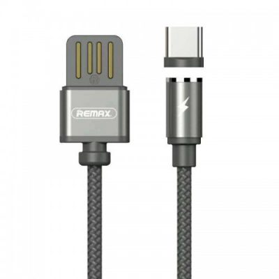 Remax Gravity RC-095a magnetyczny kabel USB / USB Type C z lampką LED 1M 1.5A czarny 6954851280972