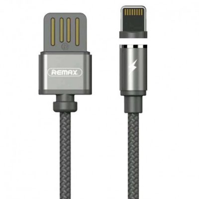 Remax Gravity RC-095i magnetyczny kabel USB / Lightning z lampką LED 1M 1A czarny 6954851280934