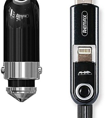 Remax ładowarka samochodowa Cutie RCC-211 3w1 Lightning - Typ-C - microUSB czarna do SAMSUNG ZV50