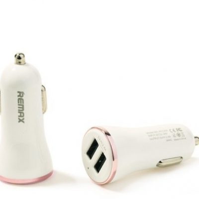 Remax uniwersalna ładowarka samochodowa 2 x USB 2.4A różowa 6954851255420