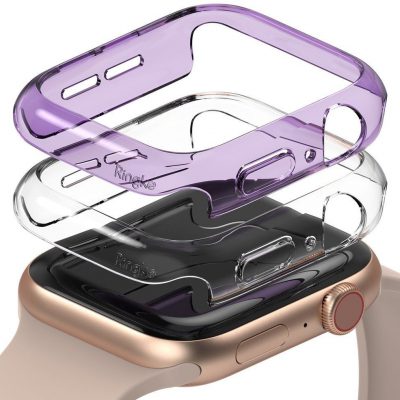 Ringke Slim Watch Case zestaw 2x etui na zegarem smartwatch Watch 6 40mm / Watch 5 40mm / Watch 4 40mm / Watch SE 40mm przezroczysty + fioletowy (S512R225)