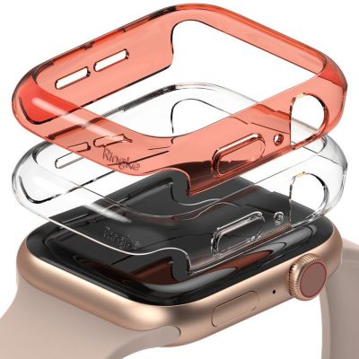 Ringke Slim Watch Case zestaw 2x etui na zegarem smartwatch Watch 6 40mm / Watch 5 40mm / Watch 4 40mm / Watch SE 40mm przezroczysty + pomarańczowy (S512R65)
