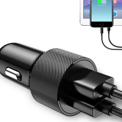 ROCK ładowarka samochodowa 2x USB 2.4A czarna 3956