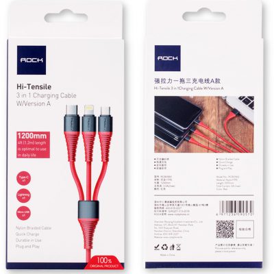 ROCK ROCK Kabel USB Lightning/Micro USB/USB Typ-C ROCK 1.2m