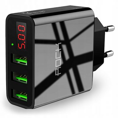 Rock T14 Ładowarka Sieciowa 3x Usb Zasilacz 3A Led
