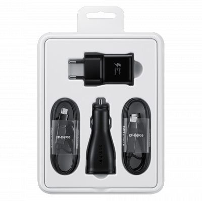 Samsung Zestaw ładowarek sieciowa + samochodowa z kablami USB microUSB/USB-C