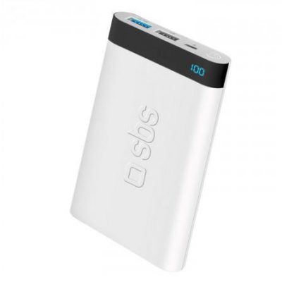 SBS 5000 mAh LED Pocket 2xUSB biały