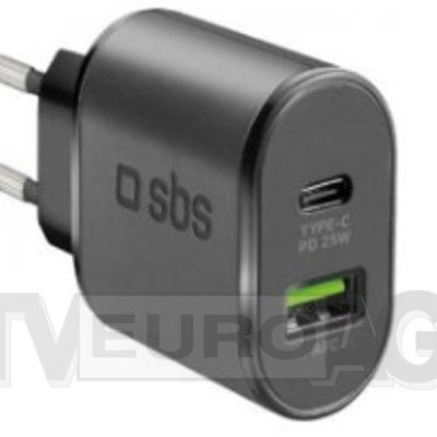 SBS PD 1x USB + 1x Typ C 25W czarny TETRPD25W
