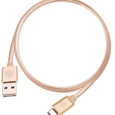 SilverStone SST-cpu04g-1000 Reversible USB-A do kabla USB typu C, 1 m, płaszcz z nylonu oplot i aluminiowa obudowa złota 52029