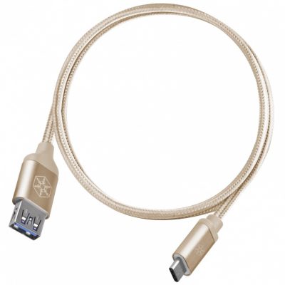 Silverstone SST-CPU05G-500 obustronny kabel USB Type-C do USB Type-A pokryty nylonem wytrzymały 0.5m złoty 52033