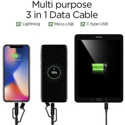 Spigen SPIGEN kabel 3IN1 TYP-C Lightning Micro-USB 1,5M 0041460