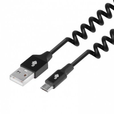 TB Kabel USB-Micro USB 1m spirala czarny + EKSPRESOWA 24H AKTBXKU2COIL10B