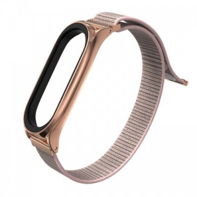 TECH-PROTECT Pasek Nylon do Xiaomi Mi Band 5 Różowo-złoty