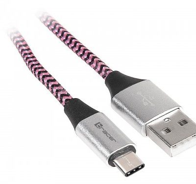 Tracer Kabel USB 2.0 Type-C A męski - C męski 1,0m czarno-fioletowy