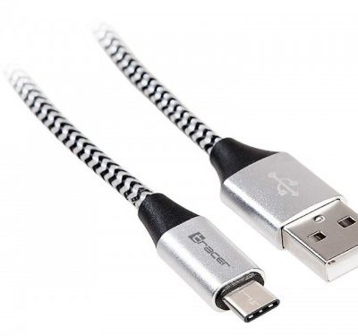 Tracer Kabel USB 2.0 Type-C A męski - C męski 1,0m czarno-srebrny