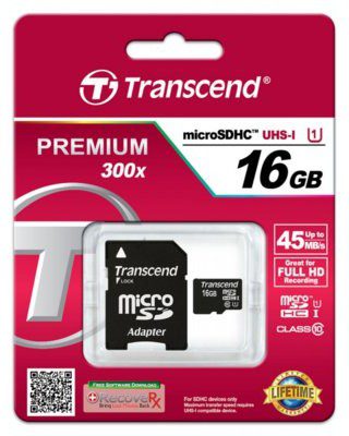 Transcend MicroSDHC Class 10 16GB (TS16GUSDU1)