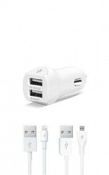 TTec ładowarka samochodowa USB SpeedCharger Duo 3.1 A z kablem micro USB oraz Lightning (TUSBSPEEDCHARGERDUO_3.1A)