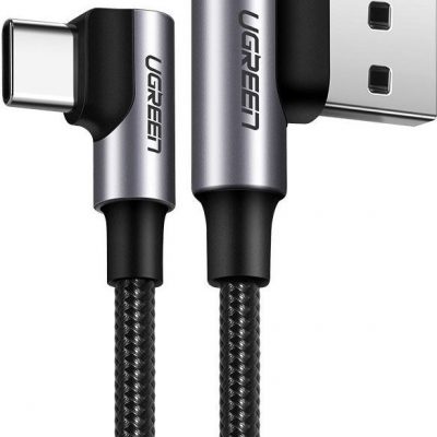 UGREEN kątowy kabel przewód USB - USB Typ C Quick Charge 3.0 QC3.0 3 A 1,5 m szary (US176 60783) - 1,5 1 5 US176 60783