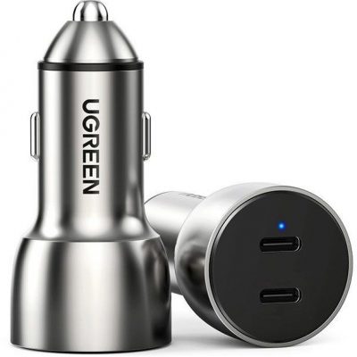 Ugreen Ugreen ładowarka samochodowa 2x USB Typ C Quick Charge 4.0 PD 36 W FCP AFC 3 A szary (CD213 70594) - USB Typ C (męski) CD213 70594