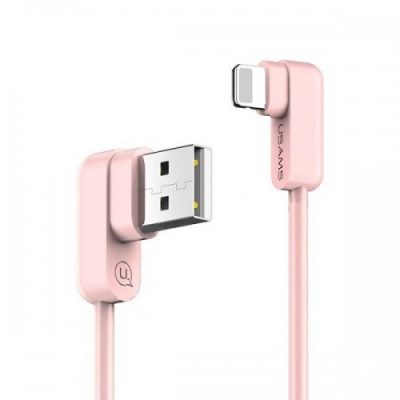 USAMS Kabel kątowy U-flow Lightning 1,2m różowy US-SJ165