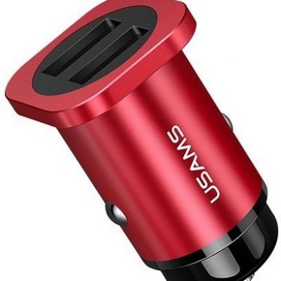 USAMS Ładowarka samochodowa 2xUSB C7 4,8A metal Fast Charge czerwony US-CC054 CC54GC02 6958444958880