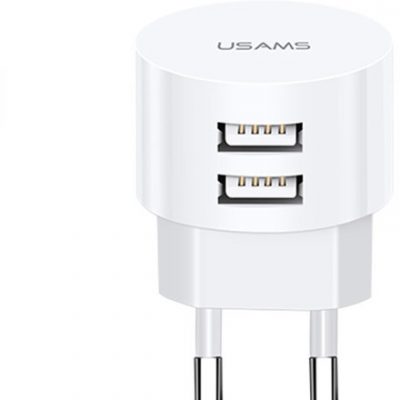 USAMS USAMS Ład. siec. 2xUSB T20 2,1A round (only head) biały/white Fast Charging CC80TC01 (US-CC080)