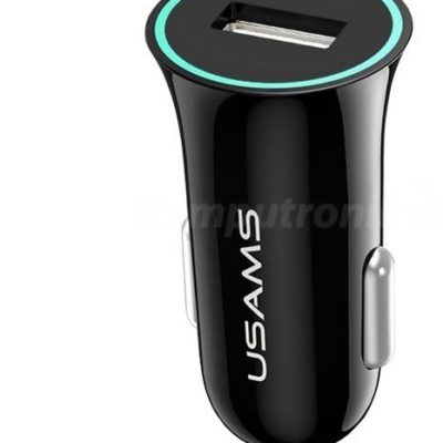 USAMS USAMS Ładowarka samochodowa Trumpet 1xUSB 1,2A czarna (CC36GC01)