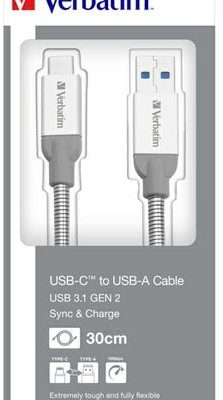 Verbatim Kabel USB 3.1 USB A M USB C M 0.3m srebrny box 48868 KULIXTS03S0E