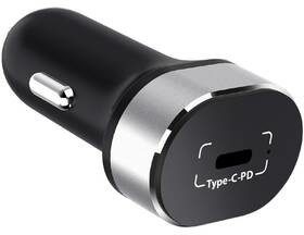 WG Zasilacz samochodowy 1xUSB-C PD 18W + USB-C kabel 8028) Czarny