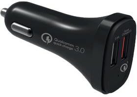 WG Zasilacz samochodowy 2xUSB QC 3.0 5,4A 18W 3843) Czarny